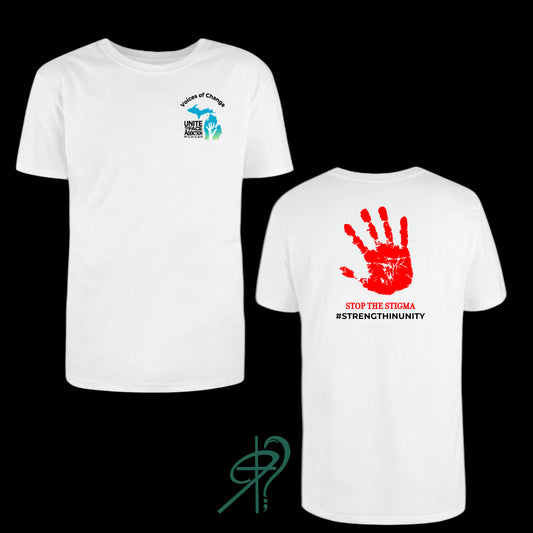 UFAM White Stop the Stigma Tee